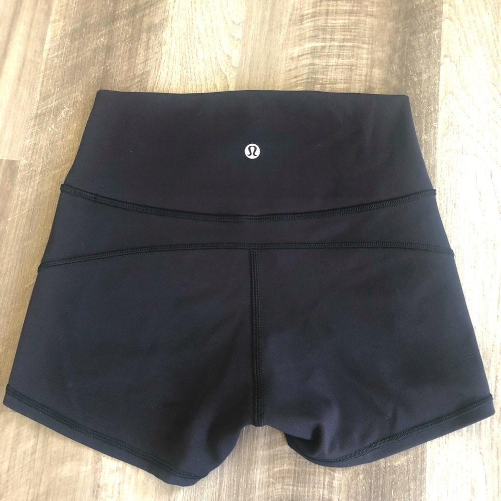 Gently Used Lululemon In Movement Shorts, Black, Size 4